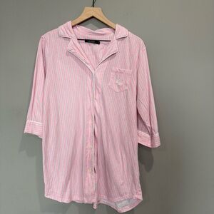 Ralph Lauren Pink and White Striped Sleep Shirt Size Large nightgown